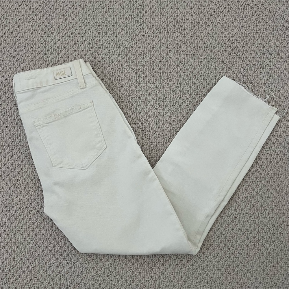 PAIGE Cropped Ankle Distressed White Jeans- size 26